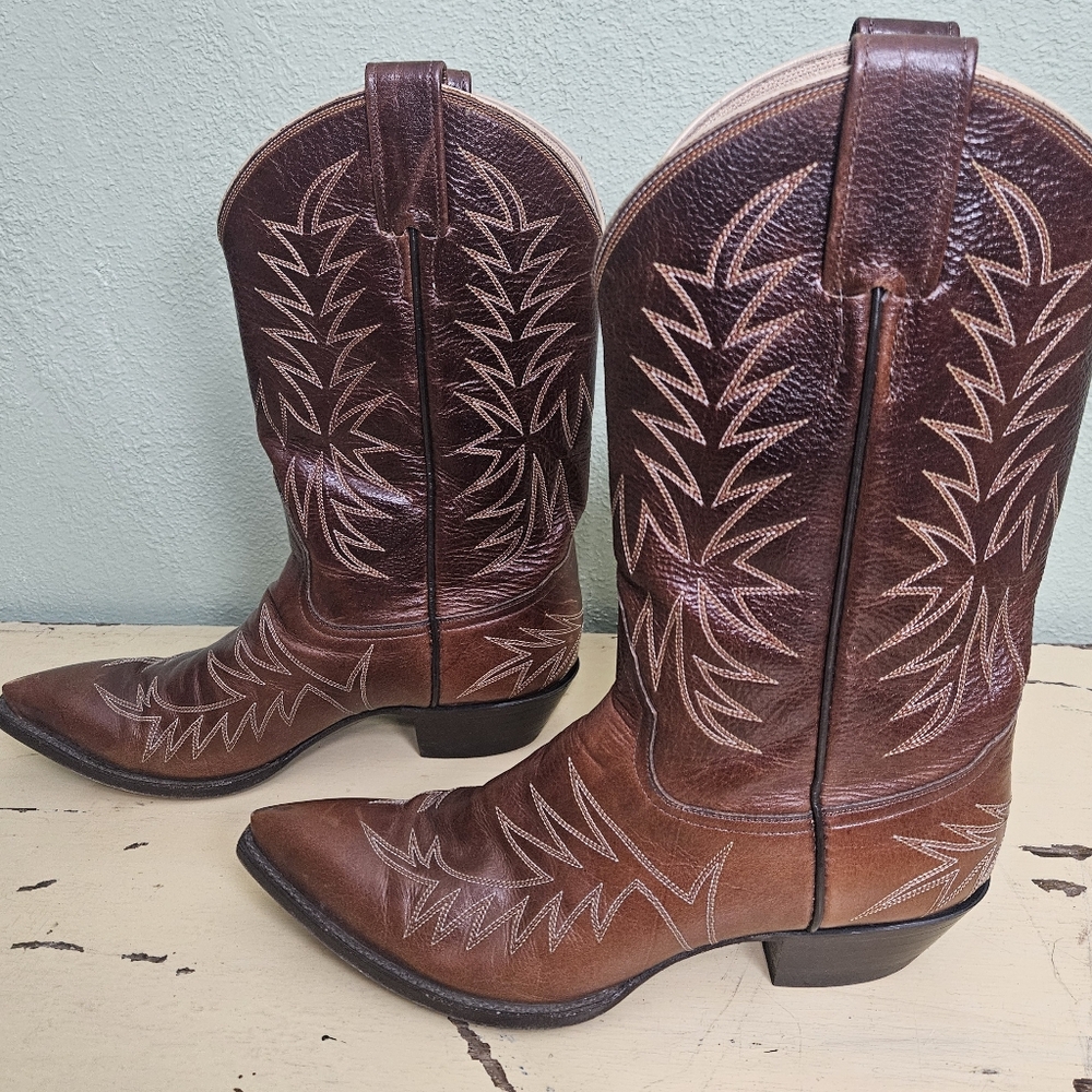 Women's Hand Made Brown Western Cowboy Boot - Picture 4 of 8